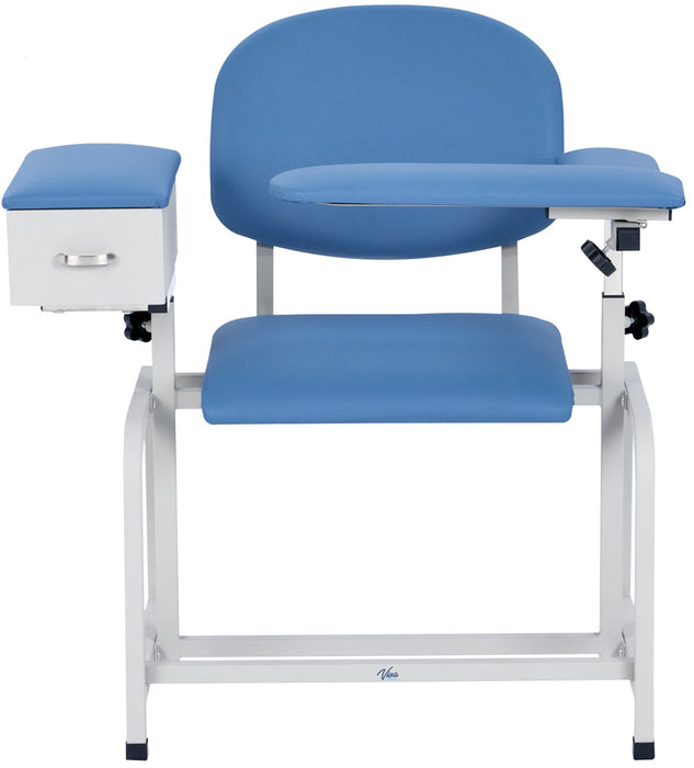 Bariatric Padded Blood Drawing Chair w/ Drawer [Blue Upholstery]