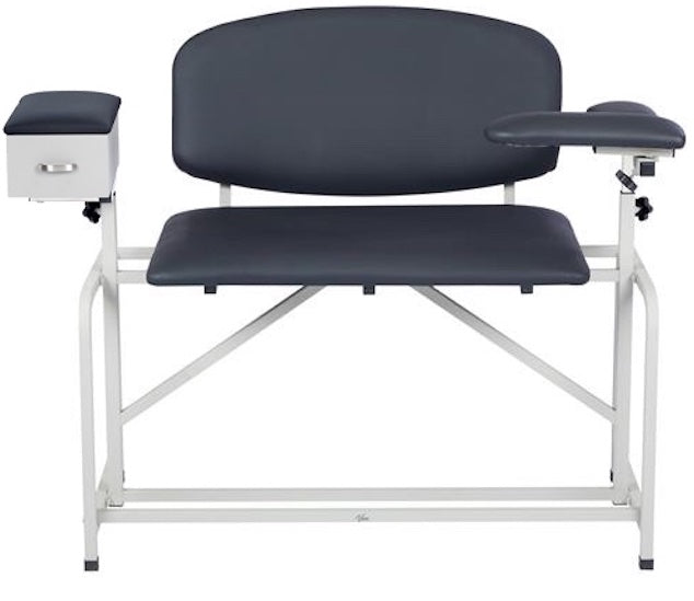 Bariatric Extra Tall & Extra Wide Blood Drawing Chair w/ Drawers. Black