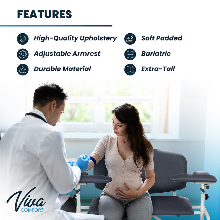 Bariatric Extra Tall & Extra Wide Blood Drawing Chair [Drawer Option]