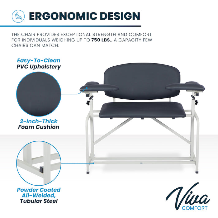 Bariatric Extra Tall & Extra Wide Blood Drawing Chair [Drawer Option]