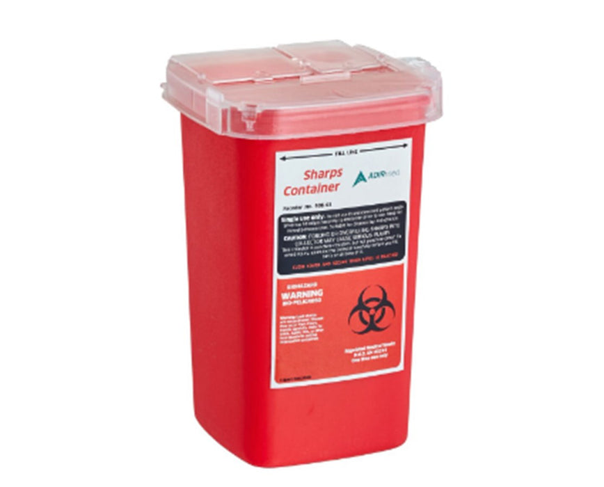 Biohazard Sharps Disposal Container - Dual Openings, 1 Quart