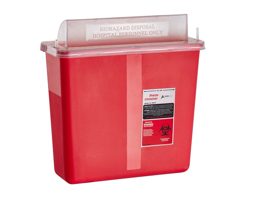 Biohazard Sharps Disposal Container, 5 Quart - Mailbox Style Horizontal Lid