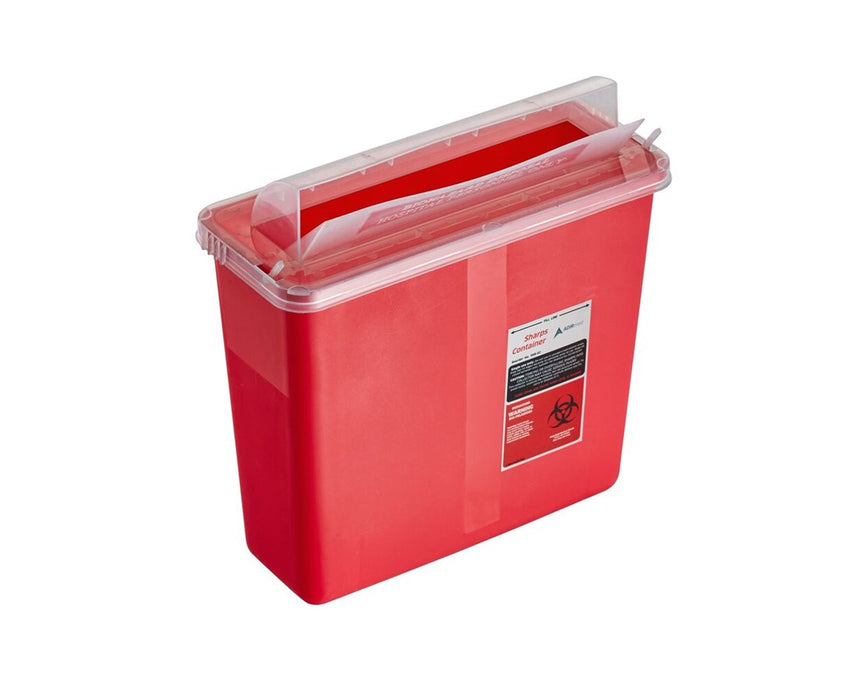 Biohazard Sharps Disposal Container, 5 Quart - Mailbox Style Horizontal Lid