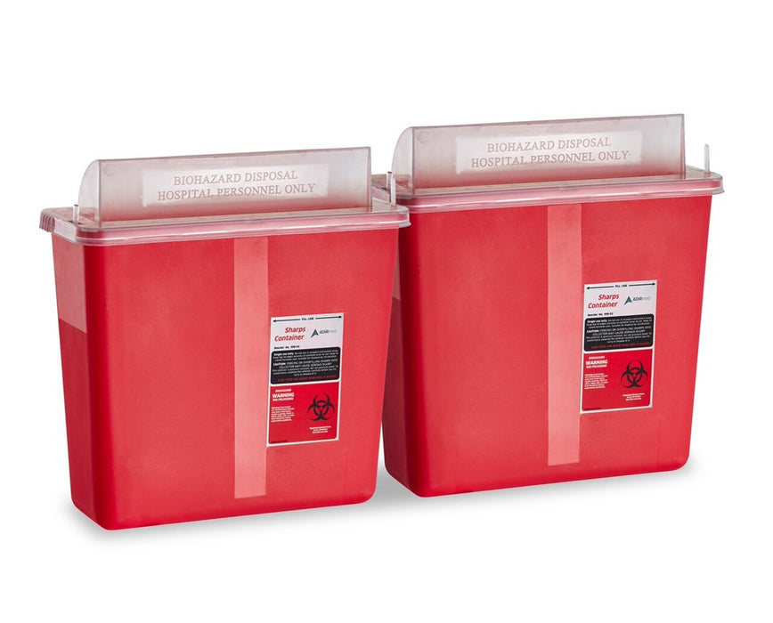 Biohazard Sharps Disposal Container, 5 Quart - Mailbox Style Horizontal Lid