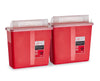 Biohazard Sharps Disposal Container, 5 Quart - Mailbox Style Horizontal Lid - 2 Pack