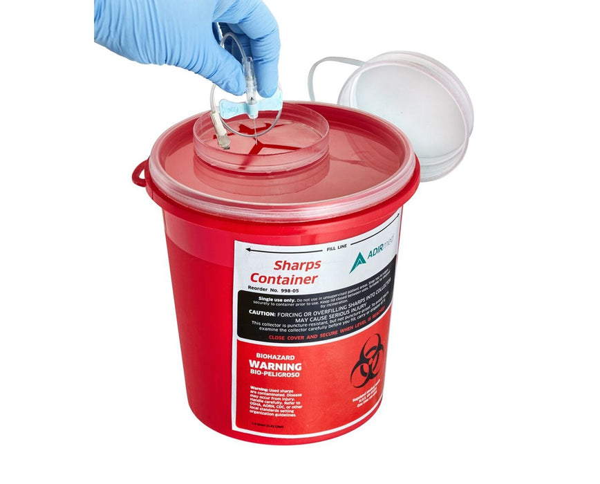 Biohazard Sharps Disposal Container, 1.5 Quart - Round-Shaped