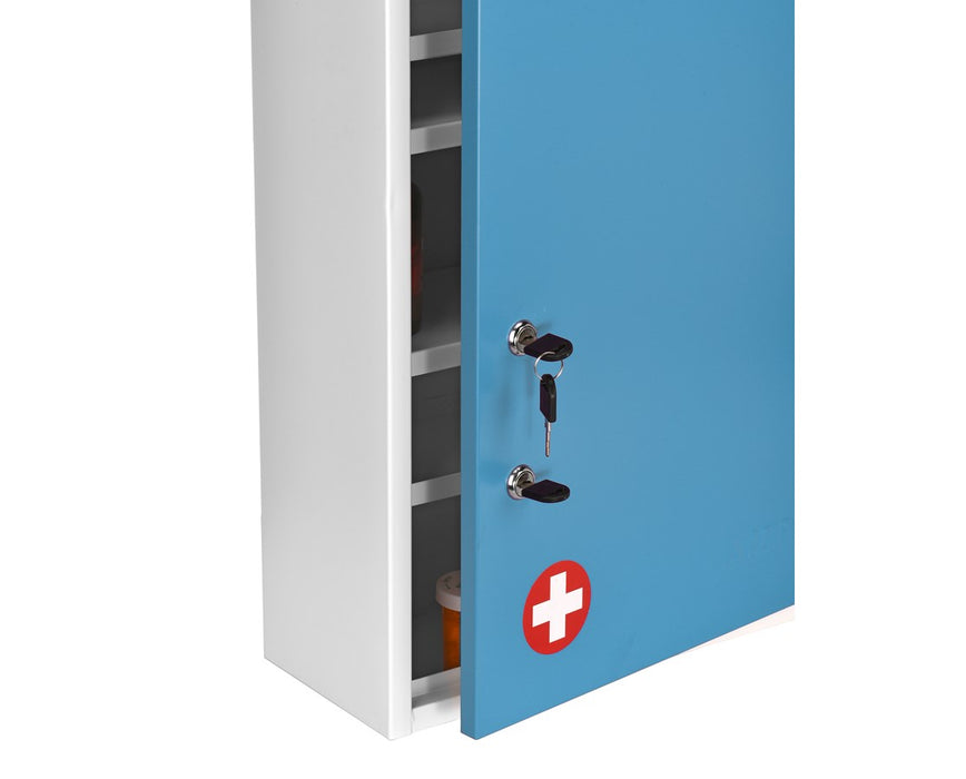 Large Steel Medication Cabinet, Dual Lock - Blue