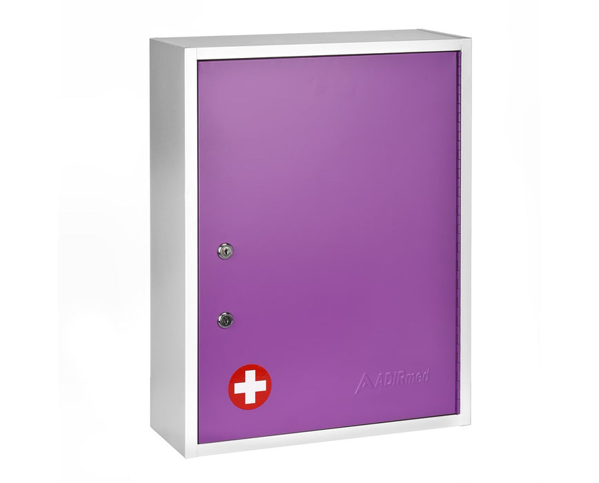 Large Steel Medication Cabinet, Dual Lock - Purple