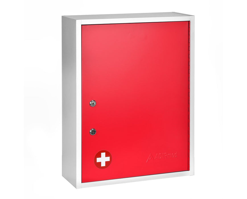 Large Steel Medication Cabinet, Dual Lock - Red