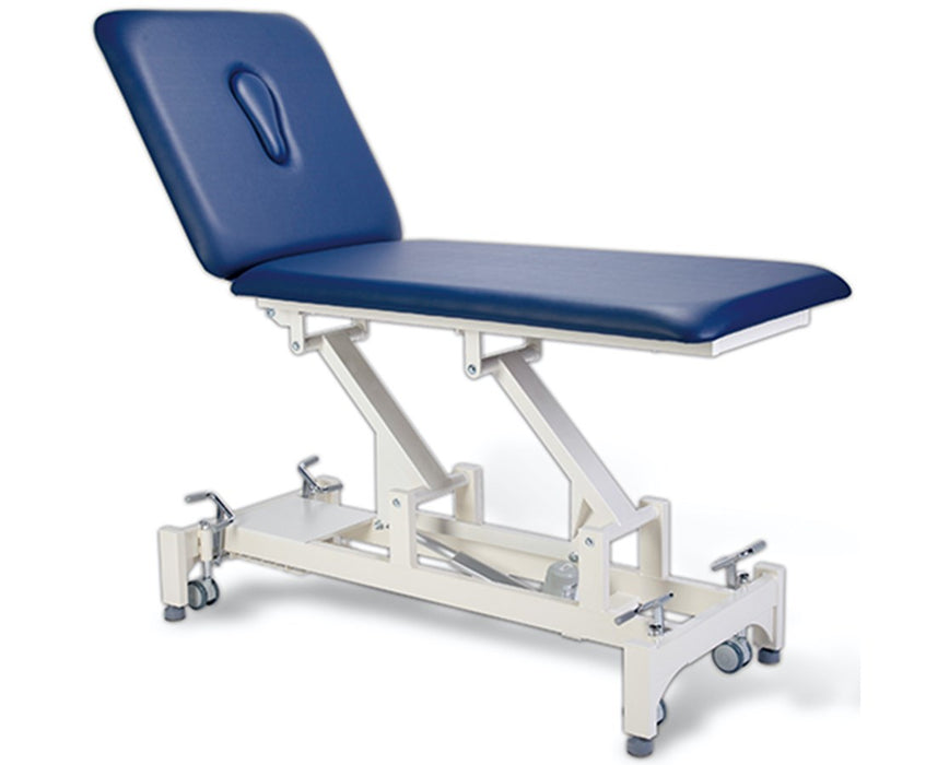 Duo Power Hi-Lo Rehab Therapy Table w/ Adjustable Back & 2 Sections [Blue Upholstery]