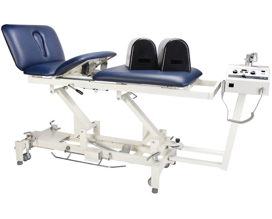 Tracion-T Power Hi-Lo Rehab Therapy Table w/ 4 Section Top & Adjustable BackAdjustable Back [Grey Upholstery]