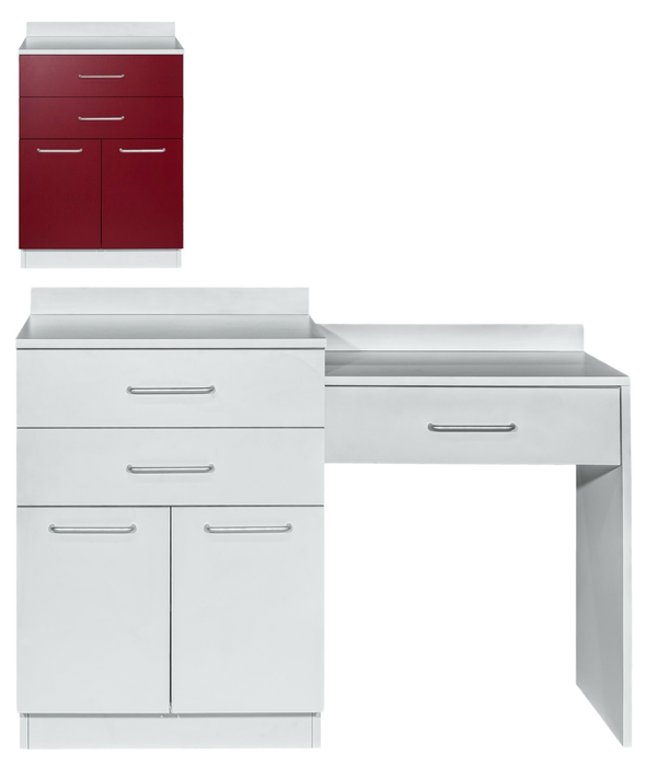 24"W Base Cabinet. 2 Doors & 2-Drawers (Side Desk Option)