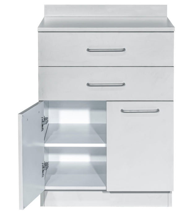 24"W Base Cabinet. 2 Doors & 2-Drawers (Side Desk Option)