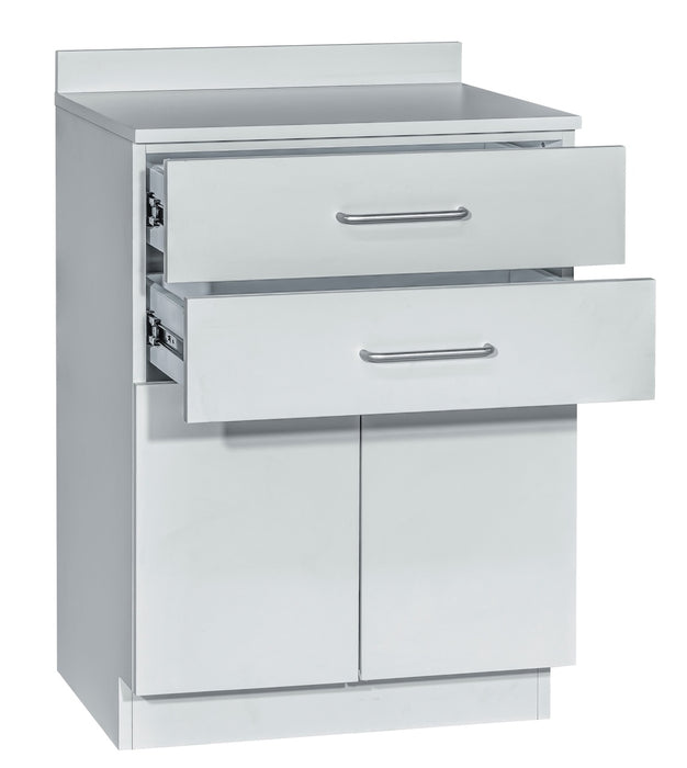 24"W Base Cabinet. 2 Doors & 2-Drawers (Side Desk Option)