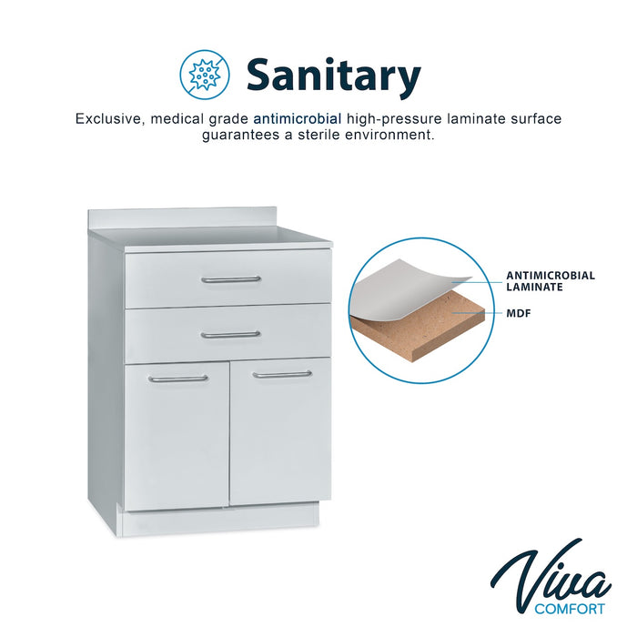 24"W Base Cabinet. 2 Doors & 2-Drawers (Side Desk Option)