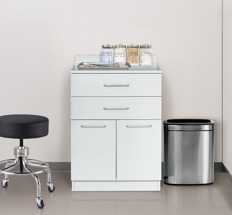 24"W Base Cabinet. 2 Doors & 2-Drawers (Side Desk Option)