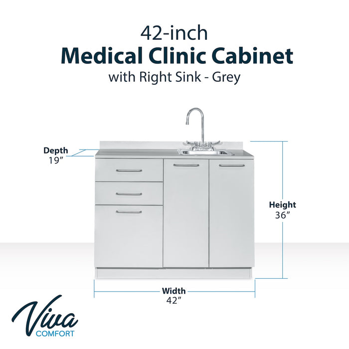 42"W Base Cabinet. 3 Doors & 2 Drawers (Sink & Side Desk Option)