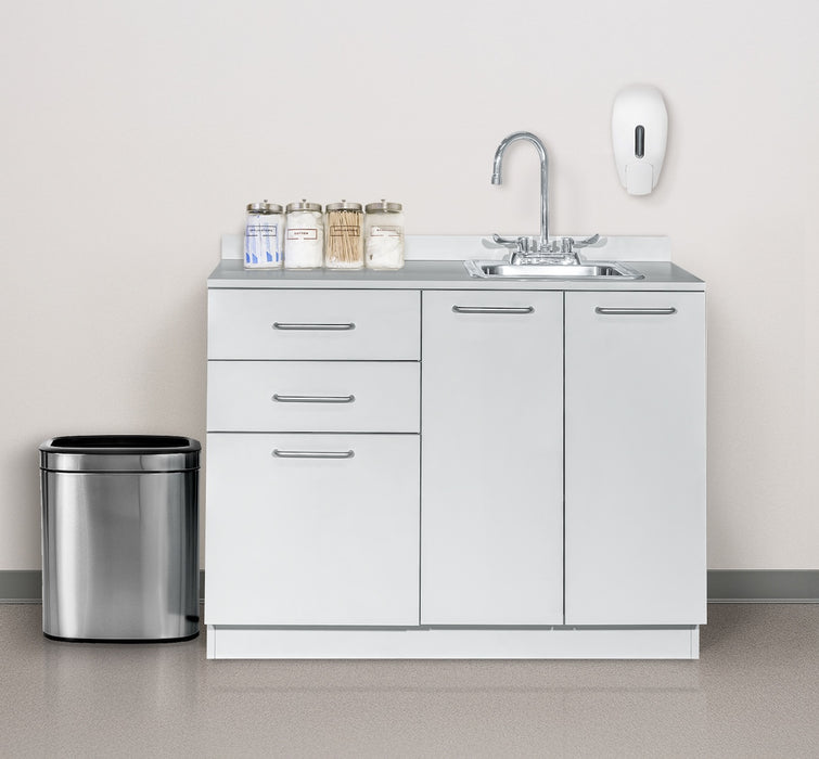 42"W Base Cabinet. 3 Doors & 2 Drawers (Sink & Side Desk Option)