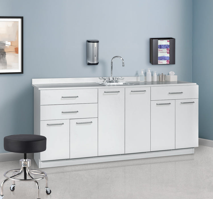 72"W Base Cabinet. 6 Doors & 3 Drawers (Sink & Side Desk Option)