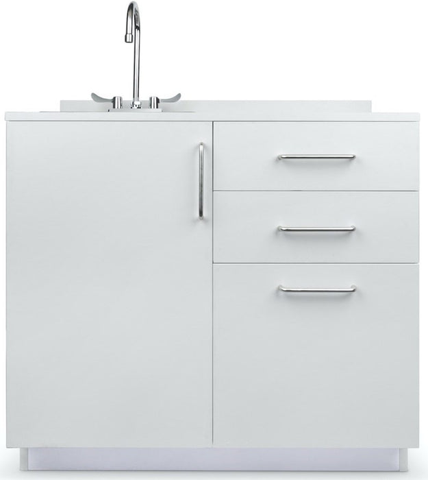 36"W Base Cabinet w/ Door, 3 Drawers & Sink [Grey]