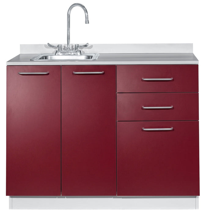 42"W Base Cabinet. 3 Doors & 2 Drawers. Left Sink [Interchangeable Grey & Claret Doors / Drawers]