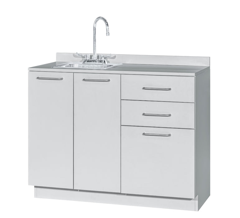 42"W Base Cabinet. 3 Doors & 2 Drawers (Sink & Side Desk Option)