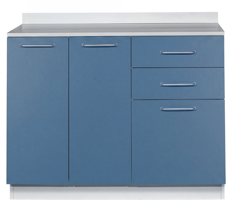 42"W Base Cabinet. 3 Doors & 2 Drawers [Interchangeable Grey & Blueberry Doors / Drawers]