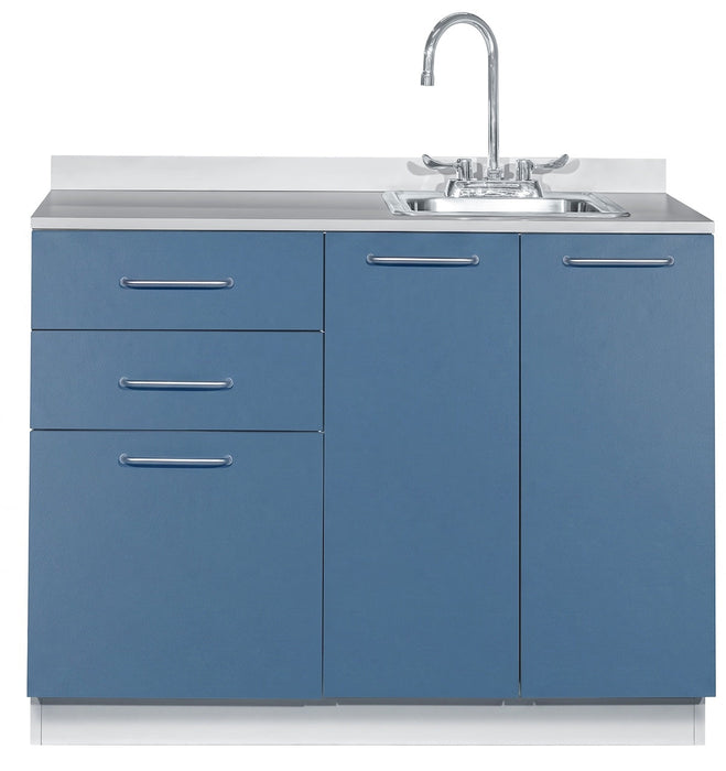 42"W Base Cabinet. 3 Doors & 2 Drawers. Right Sink [Interchangeable Grey & Blueberry Doors / Drawers]