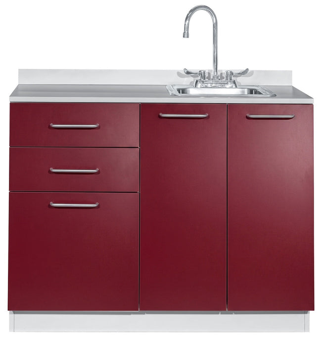 42"W Base Cabinet. 3 Doors & 2 Drawers. Right Sink [Interchangeable Grey & Claret Doors / Drawers]