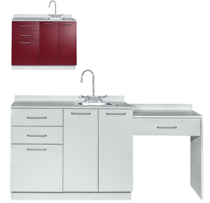 42"W Base Cabinet. 3 Doors & 2 Drawers (Sink & Side Desk Option)