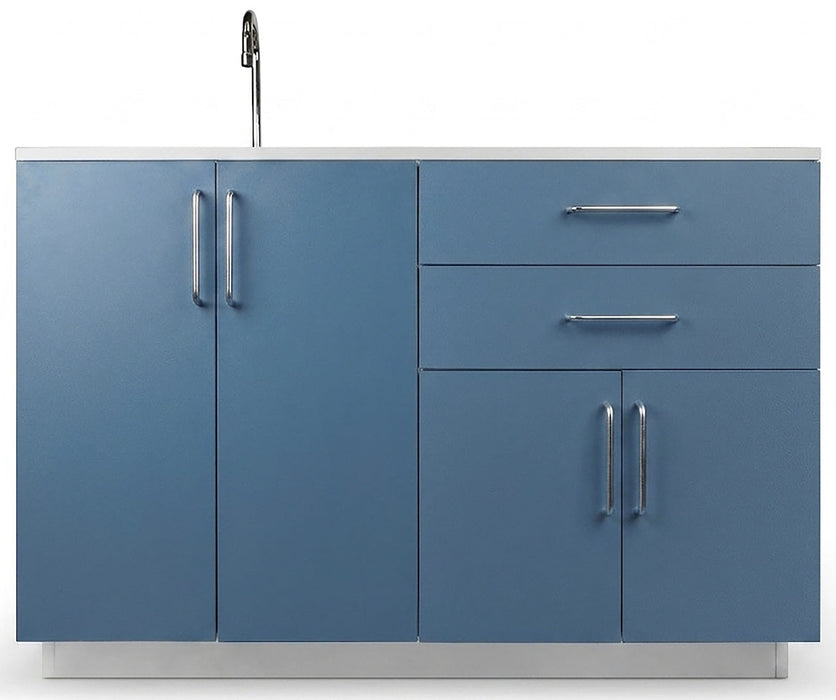 48"W Base Cabinet. 4 Doors & 2 Drawers. Left Sink [Interchangeable Grey & Blueberry Doors / Drawers. Ships Assembled]