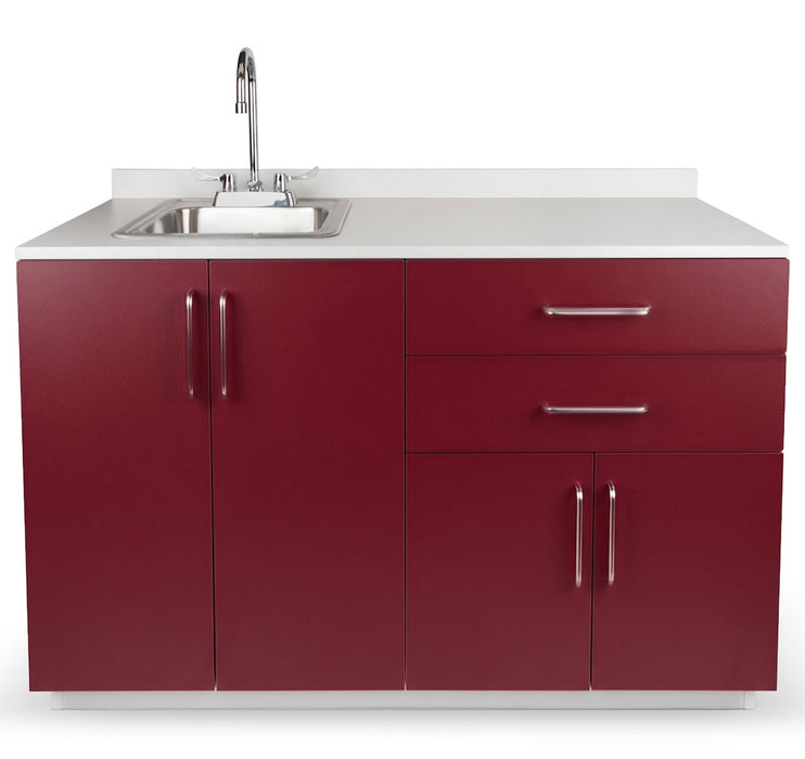 48"W Base Cabinet. 4 Doors & 2 Drawers. Left Sink [Interchangeable Grey & Claret Doors / Drawers. Ships Assembled]