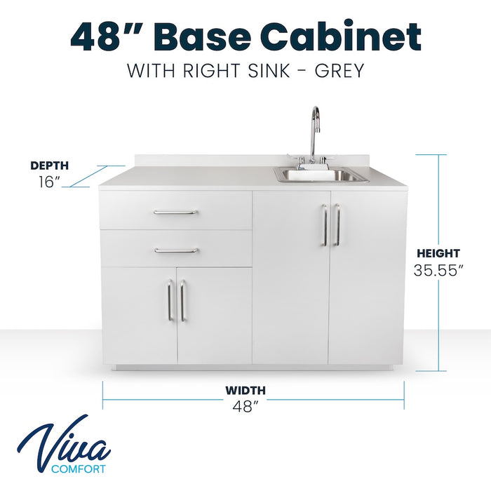 48"W Base Cabinet. 4 Doors & 2 Drawers (Sink Option)