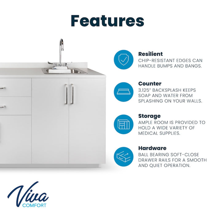 48"W Base Cabinet. 4 Doors & 2 Drawers (Sink Option)