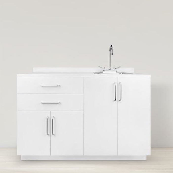 48"W Base Cabinet. 4 Doors & 2 Drawers (Sink & Side Desk Option)
