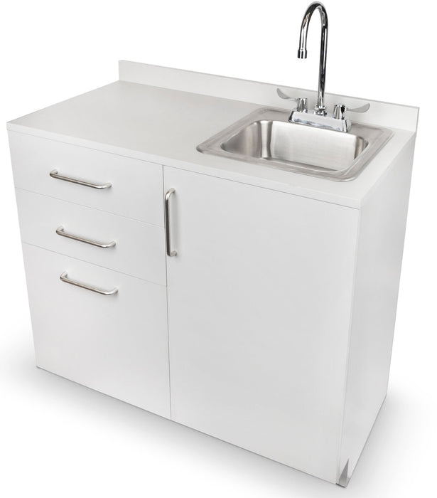 36"W Base Cabinet. 1 Door & 3-Drawers (Sink & Side Desk Option)