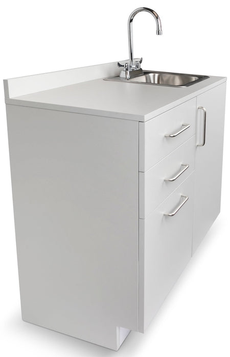 36"W Base Cabinet. 1 Door & 3-Drawers (Sink & Side Desk Option)