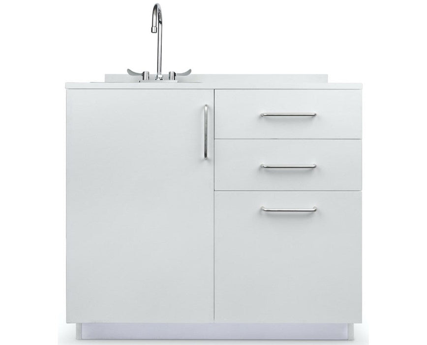 36"W Base Cabinet. 1 Door & 3-Drawers. Left Sink [Ships Assembled]