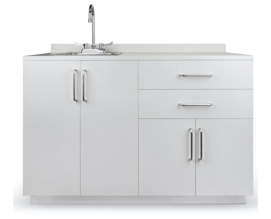 48"W Base Cabinet. 4 Doors & 2 Drawers. Left Sink [Ships Assembled]