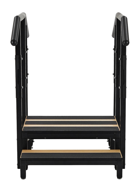 2 / 3-Step Steel Staircase w/ Height Adjustable Handrail for Physical Therapy