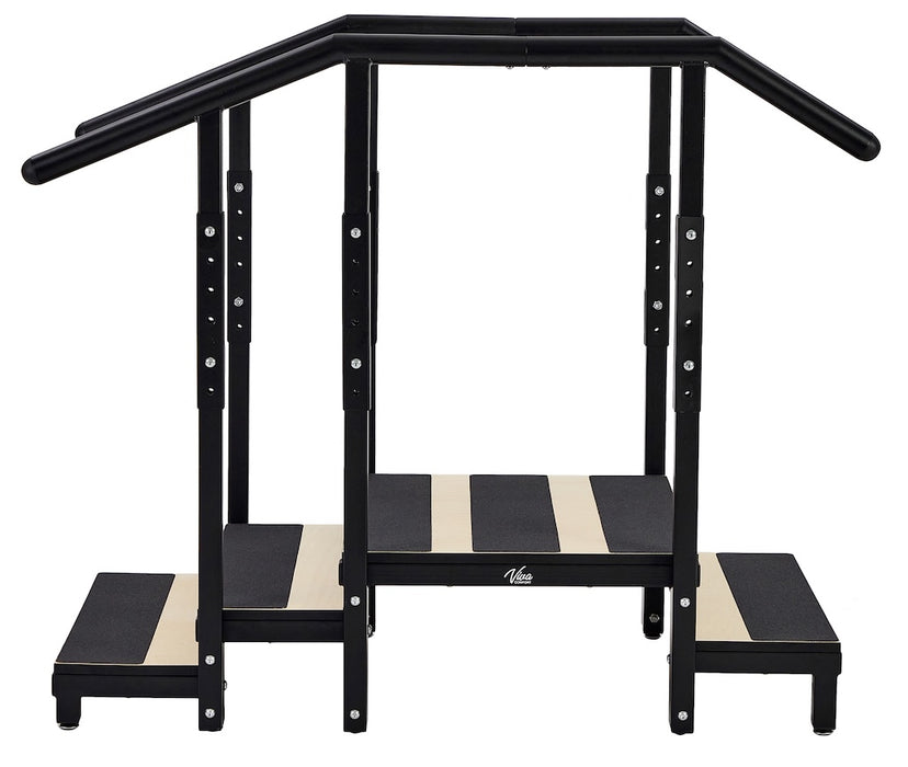 2 / 3-Step Steel Staircase w/ Height Adjustable Handrail for Physical Therapy