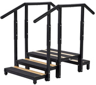 2 / 3-Step Steel Staircase w/ Height Adjustable Handrail for Physical Therapy