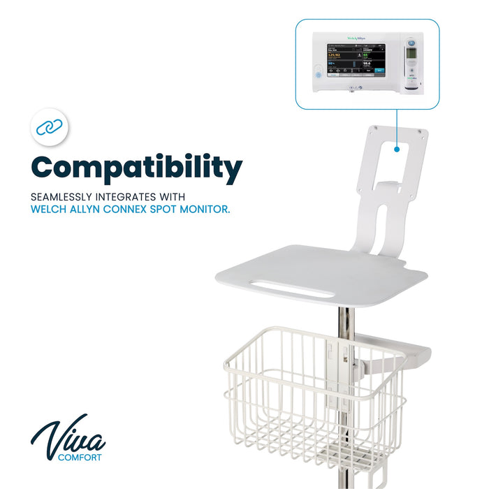 Mobile Stand for Welch Allyn Connex Spot Monitor w/ Work Surface