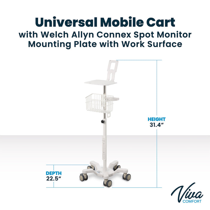 Mobile Stand for Welch Allyn Connex Spot Monitor w/ Work Surface