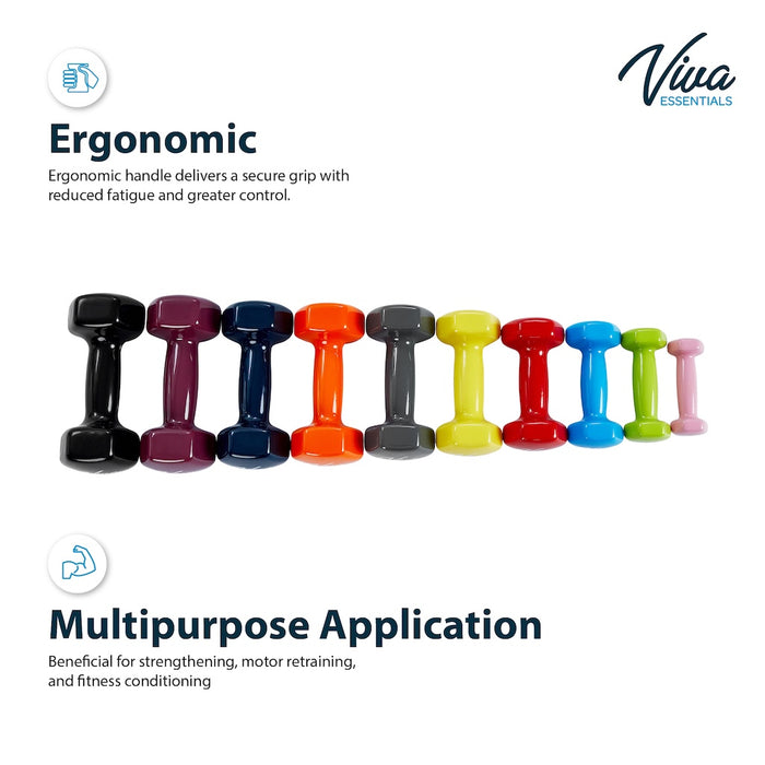 Vinyl Coated Dumbbells Weight Set - 10 pieces (1 to 10 lbs - 1 ea.)