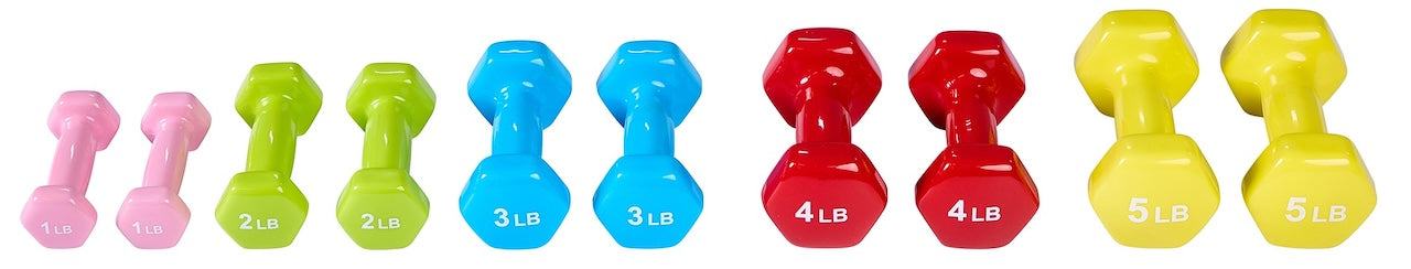Vinyl Coated Dumbbells Weight Set - 10 pieces (1 to 10 lbs - 1 ea.)