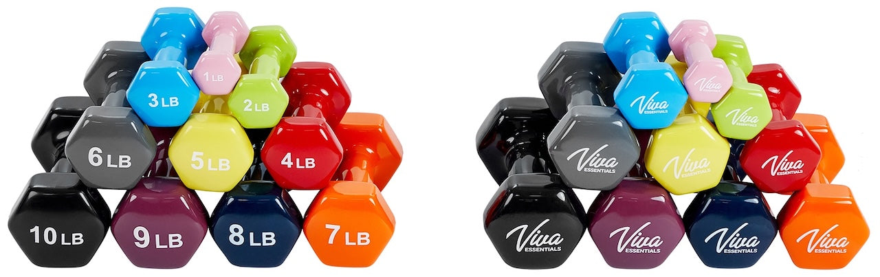 Vinyl Coated Dumbbells Weight Set - 10 pieces (1 to 10 lbs - 1 ea.)