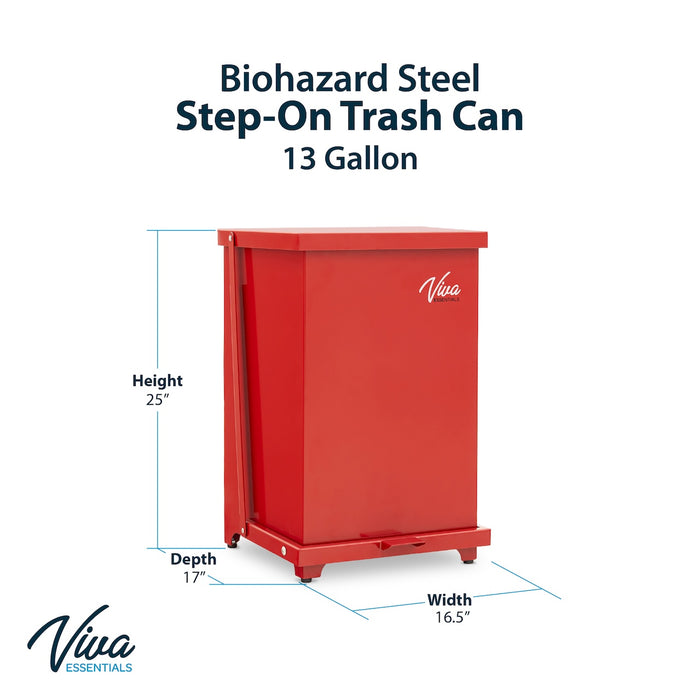 13 Gal. Steel Step-On Biohazard Waste Can