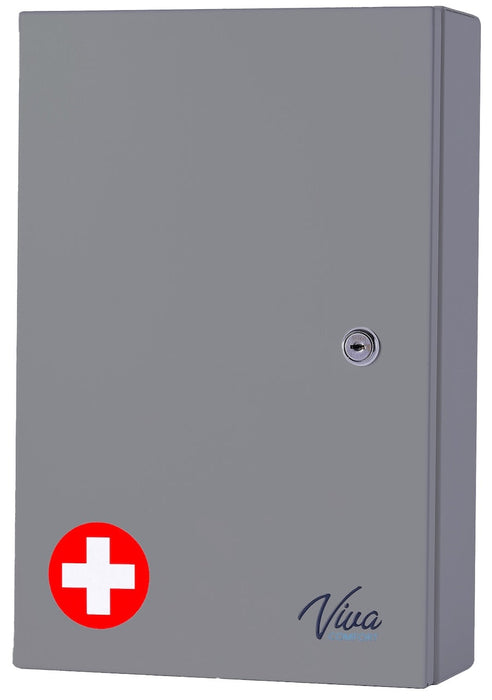 Double Door Narcotics Cabinet, Dual Lock. Gray (14.5"H x 9.5"W)