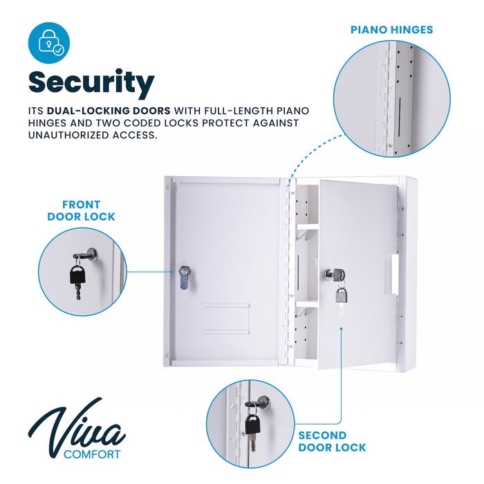 Double Door Narcotics Cabinet, Dual Lock (14.5"H x 9.5"W)